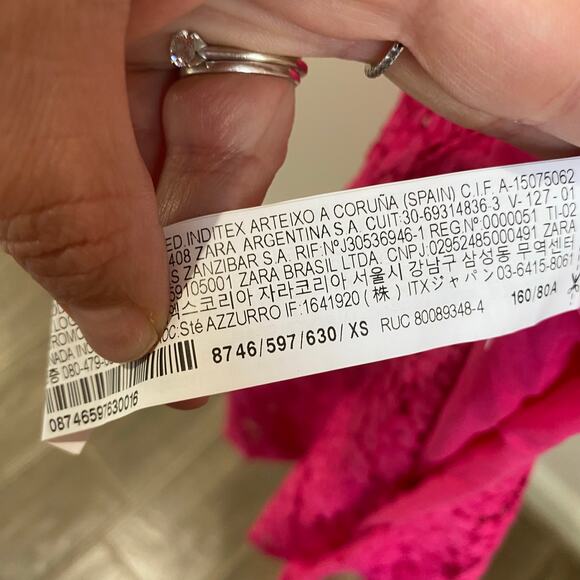 Zara Fuchsia Lace Halter Backless Long Midi Back Slit Lined Sheath Dress Sz XS - Picture 7 of 8